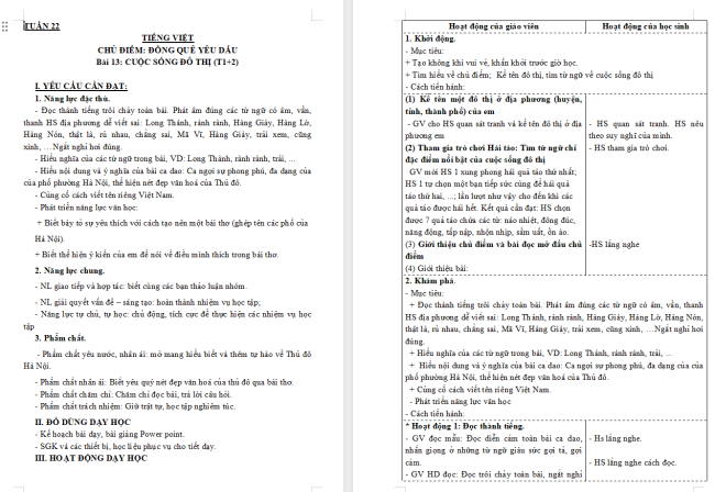 Giáo án Tiếng Việt 3 Bài 13: Phố phường Hà Nội