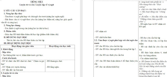 Giáo án Tiếng Việt 4 Luyện tập về vị ngữ