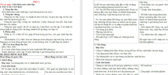 Giáo án Tiếng Việt 4 Giới thiệu một cảnh đẹp