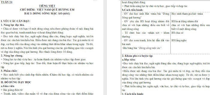 Giáo án Tiếng Việt 4 Dòng sông mặc áo