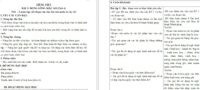 Giáo án Tiếng Việt 4 Luyện tập viết đoạn văn cho bài văn miêu tả cây cối