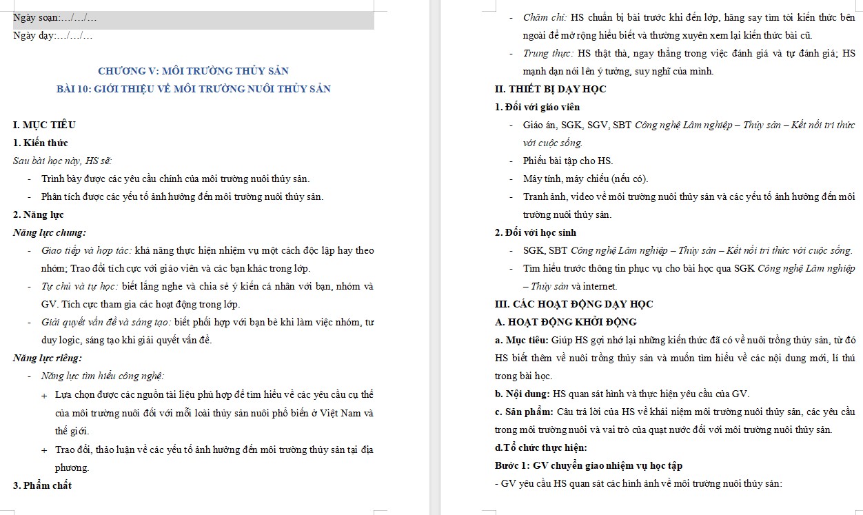 Giáo án Bài 10 Công nghệ 12 Kết nối tri thức