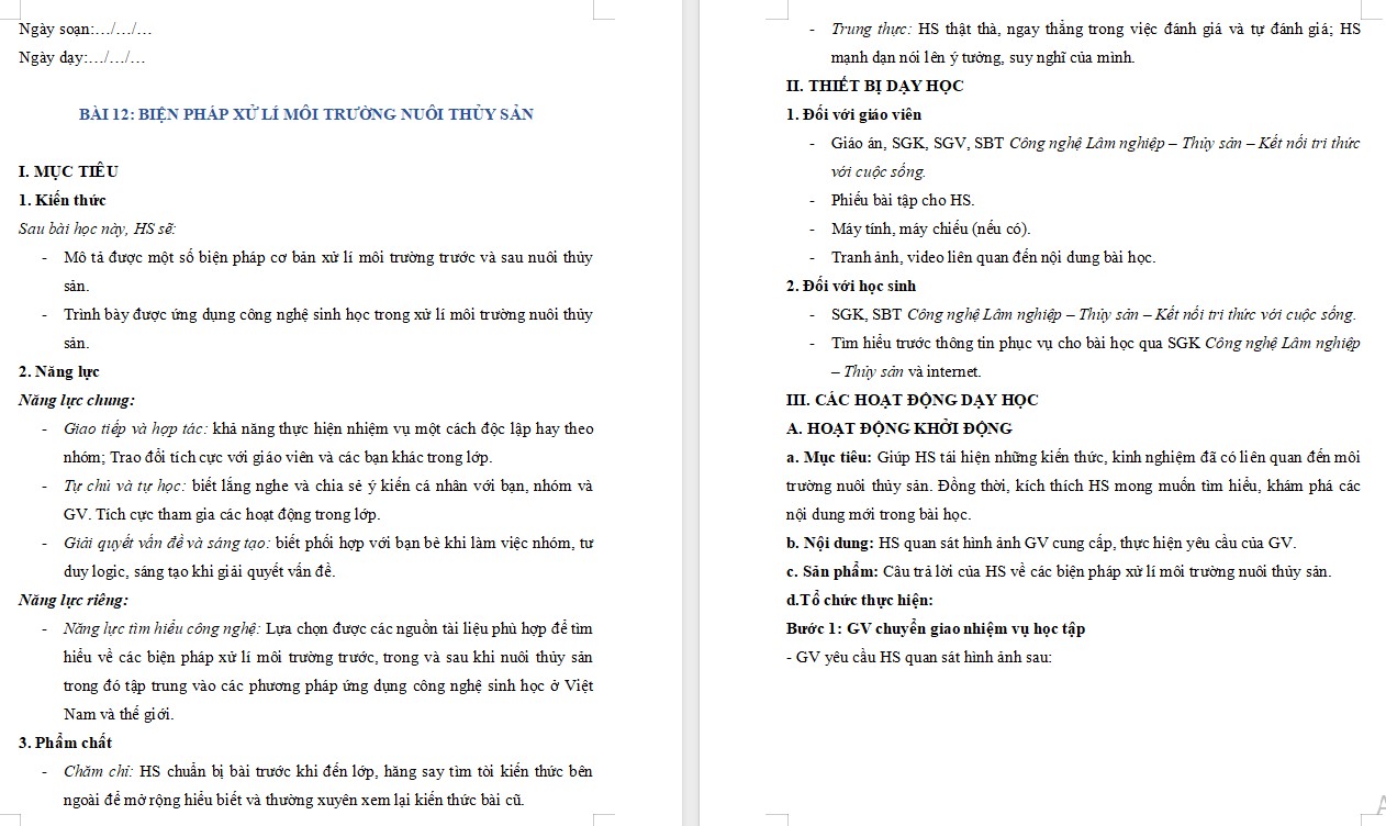 iáo án Bài 12 Công nghệ 12 Kết nối tri thức