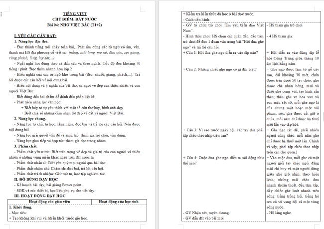 Giáo án Tiếng Việt 3 Bài 14: Nhớ Việt Bắc