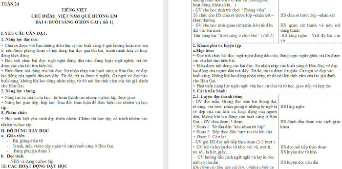 Giáo án Tiếng Việt 4 Buổi sáng ở Hòn Gai