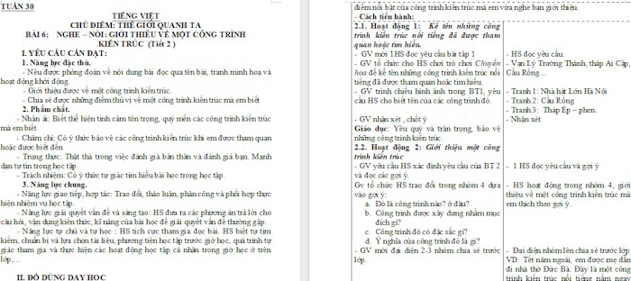 Giáo án Tiếng Việt 4 Giới thiệu về một công trình kiến trúc