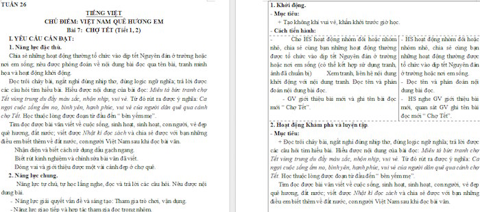 Giáo án Tiếng Việt 4 Chợ Tết