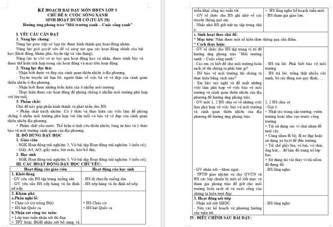 Giáo án Hoạt động trải nghiệm 3 Tuần 28