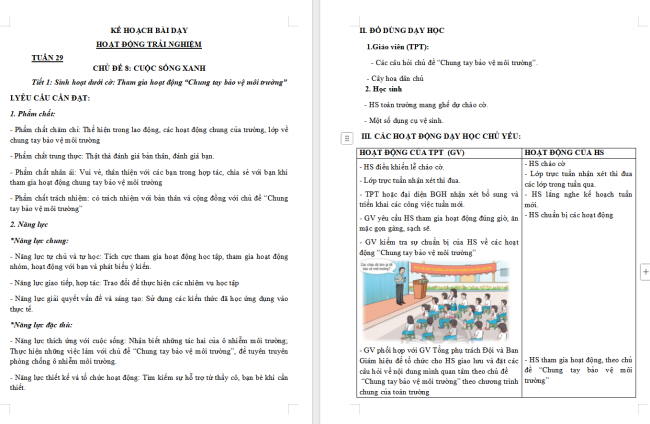 Giáo án Hoạt động trải nghiệm 3 Tuần 29