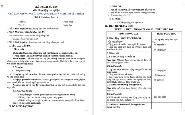 Giáo án Hoạt động trải nghiệm 3 Tuần 32