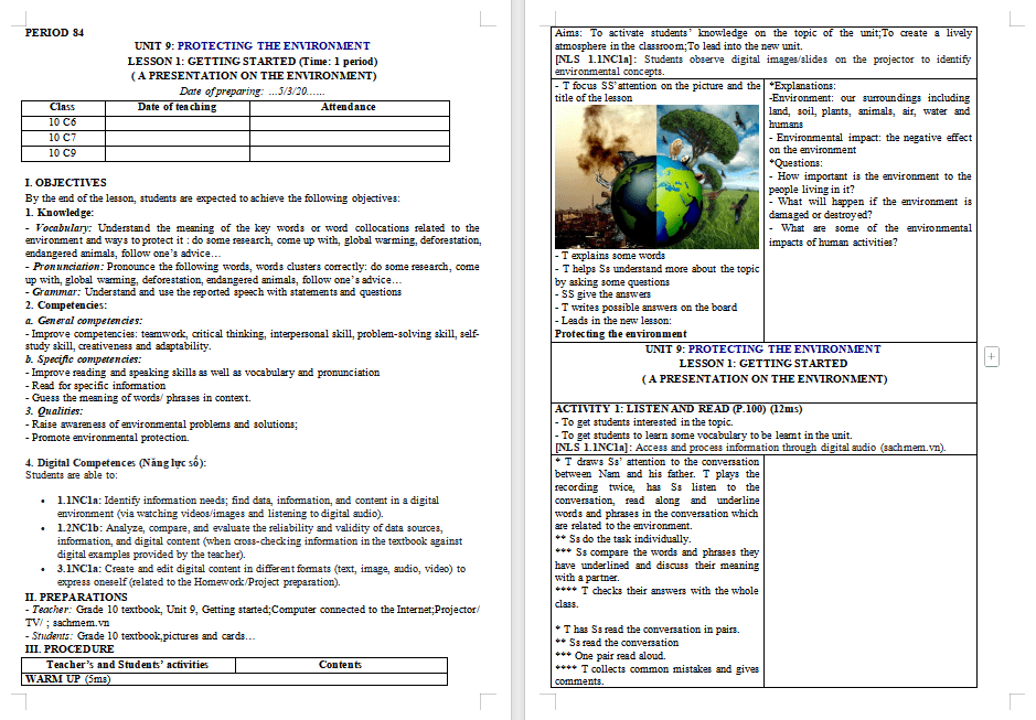 Giáo án Tiếng Anh 10 Unit 9: Getting Started