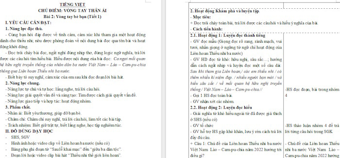 Giáo án Tiếng Việt 4 Bài 2: Vòng tay bè bạn