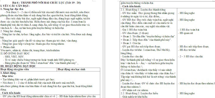 Giáo án Tiếng Việt 4 Bài 6: Thành phố nối hai châu lục