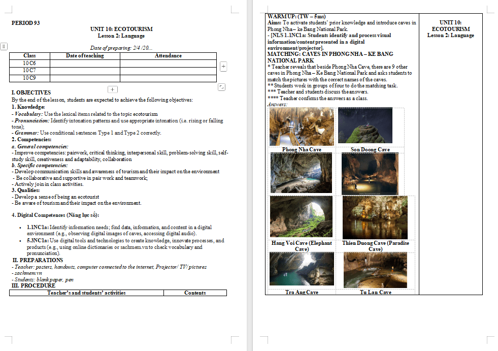 Giáo án Tiếng Anh 10 Unit 10: Language