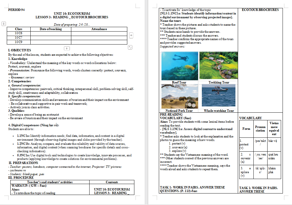 Giáo án Tiếng Anh 10 Unit 10: Reading