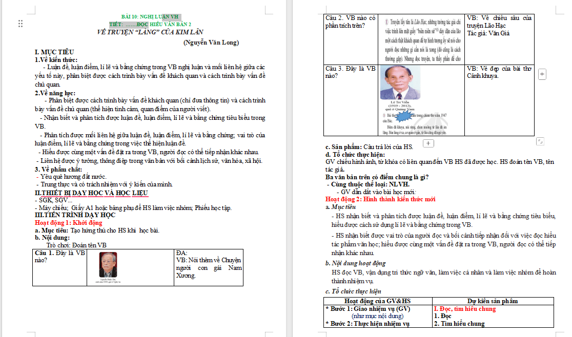 Ngữ văn 9 Bài 10: Về truyện Làng của Kim Lân
