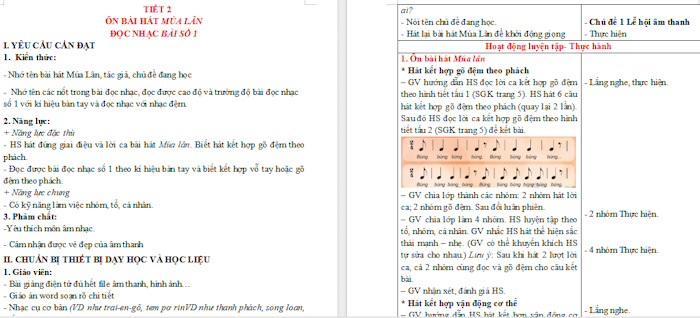 Giáo án Âm nhạc 3 Ôn bài hát Múa lân - Đọc nhạc Bài số 1