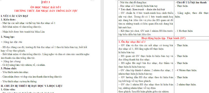 Giáo án Âm nhạc 3 Ôn đọc nhạc Bài số 1 - Thường thức âm nhạc Dàn trống dân tộc