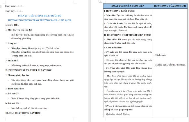 Giáo án Hoạt động trải nghiệm 2 Tuần 23