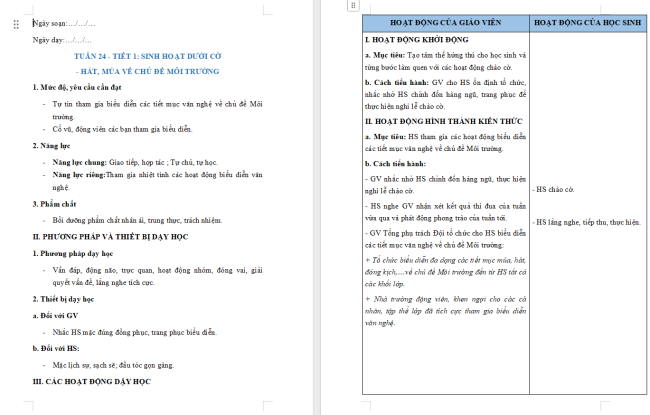 Giáo án Hoạt động trải nghiệm 2 Tuần 24