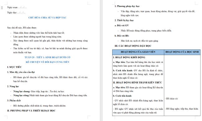 Giáo án Hoạt động trải nghiệm 2 Tuần 29