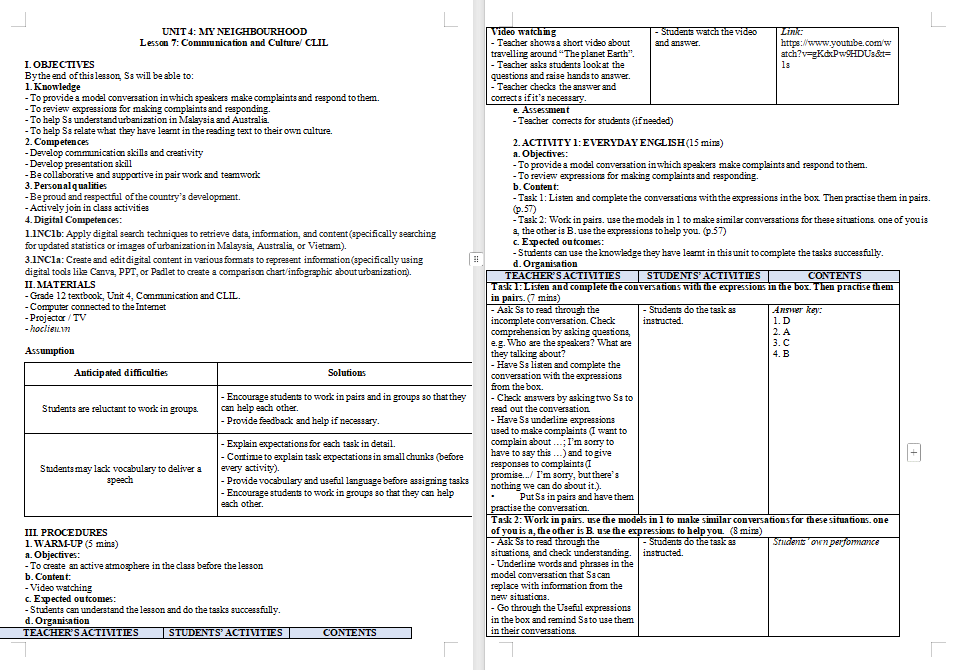 Giáo án Tiếng Anh 12 Unit 4: Communication and Culture