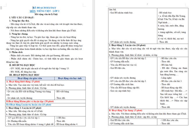 Giáo án Tiếng Việt 3 Bài 1: Mở rộng vốn từ Lễ hội