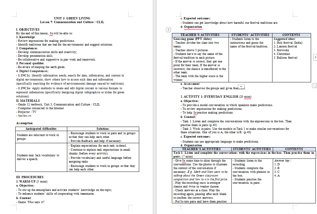 Giáo án Tiếng Anh 12 Unit 3: Communication and Culture