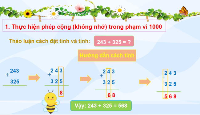 PowerPoint Toán 2: Phép cộng (không nhớ) trong phạm vi 1000