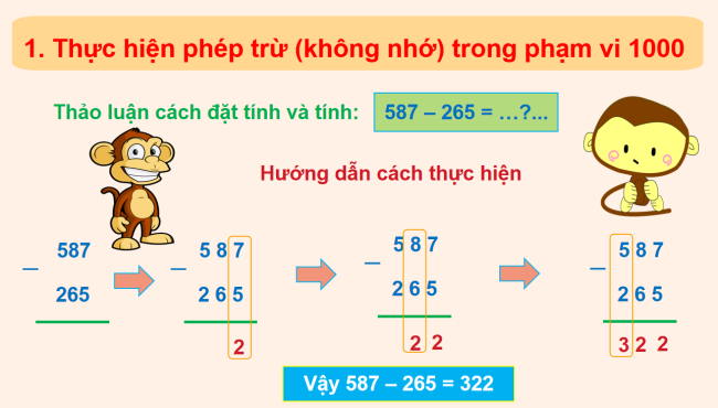 PowerPoint Toán 2: Phép trừ (không nhớ) trong phạm vi 1000
