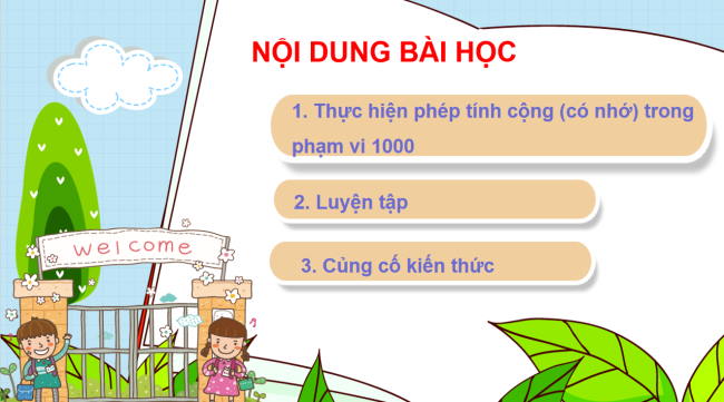 PowerPoint Toán 2: Phép cộng (có nhớ) trong phạm vi 1000