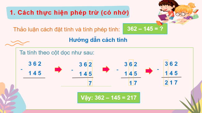 PowerPoint Toán 2: Phép trừ (có nhớ) trong phạm vi 1000