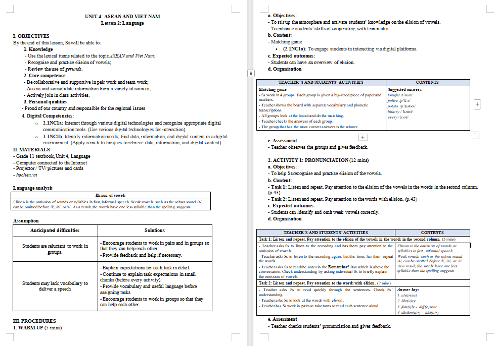 Giáo án PowerPoint Tiếng Anh 11 Unit 4: Language