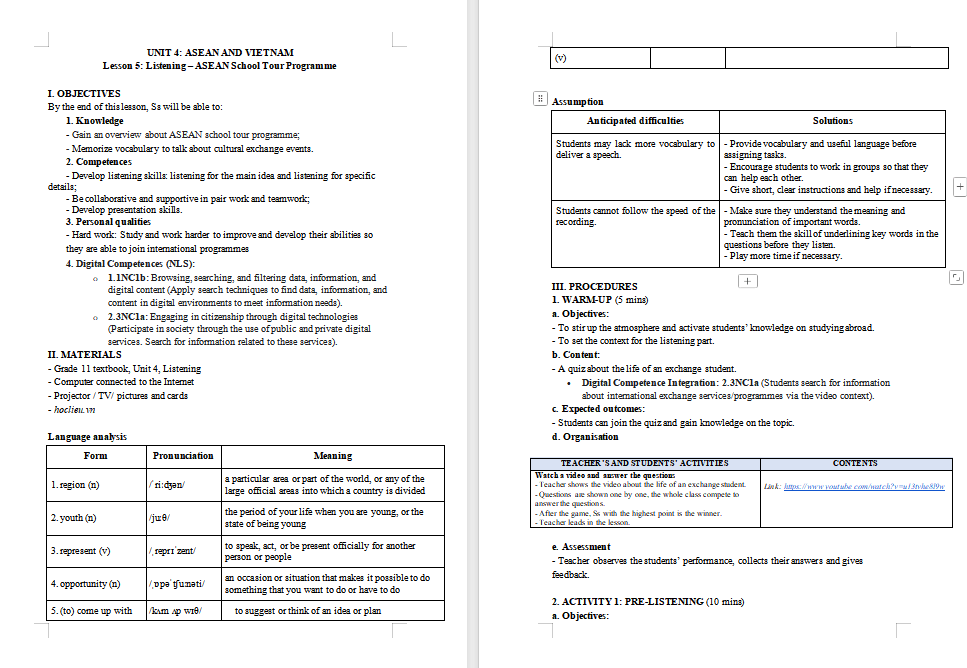 Giáo án PowerPoint Tiếng Anh 11 Unit 4: Listening
