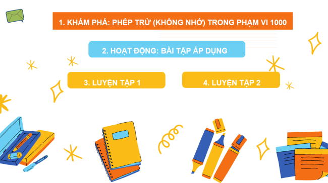 PowerPoint Toán 2 Bài 61: Phép trừ (không nhớ) trong phạm vi 1000