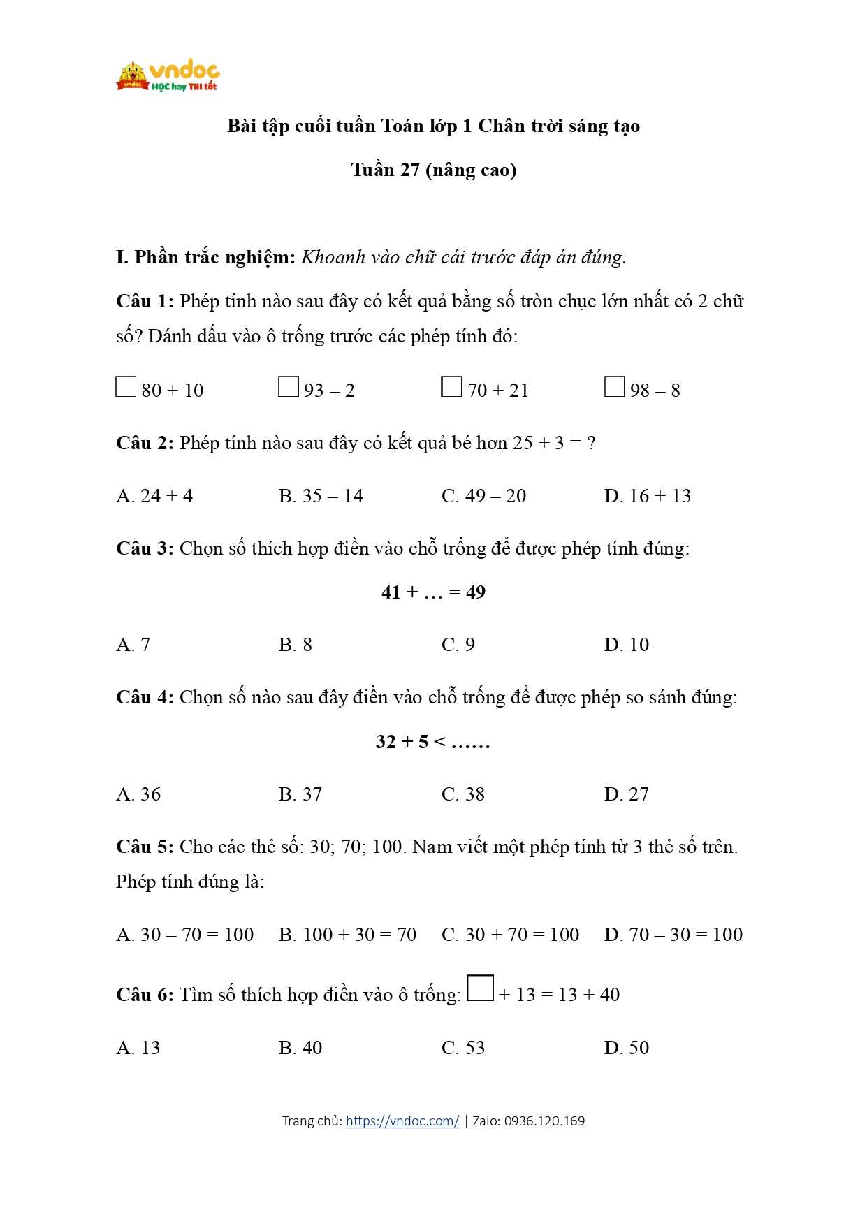 bai tap cuoi tuan mon toan 1 tuan 27 nang cao ctst page 0001*909714
