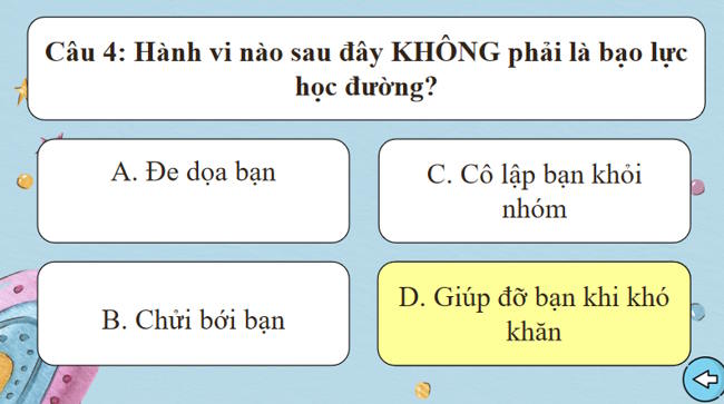 Trò chơi khởi động Giáo dục công dân 7 Bài 7
