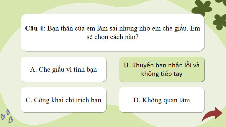Trò chơi khởi động GDCD 8 Bài 4