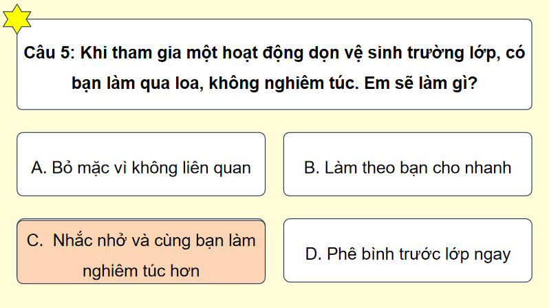 Trò chơi khởi động GDCD 8 Bài 5