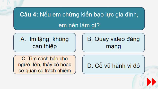 Trò chơi khởi động GDCD 8 Bài 7