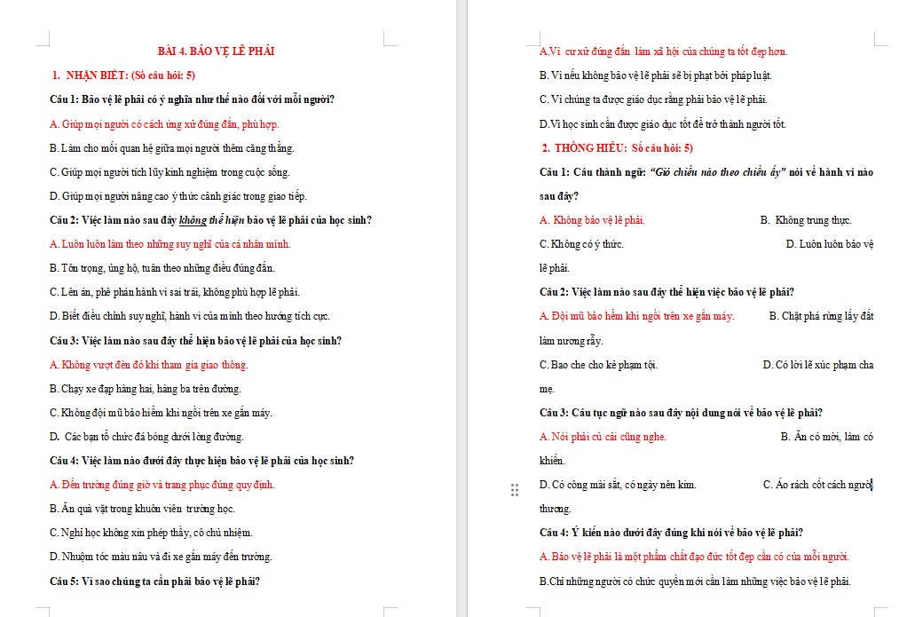 Trò chơi khởi động GDCD 8 Bài 4