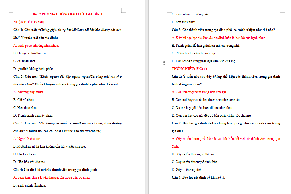 Trò chơi khởi động GDCD 8 Bài 7