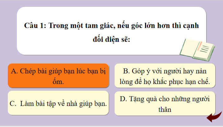 Trò chơi khởi động Giáo dục công dân 7 Bài 2
