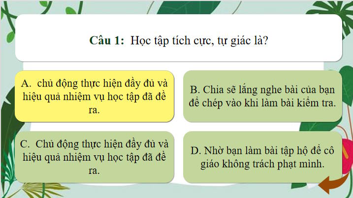Trò chơi khởi động Giáo dục công dân 7 Bài 3