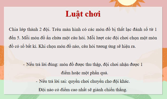 Trò chơi khởi động Giáo dục công dân 7 Bài 5