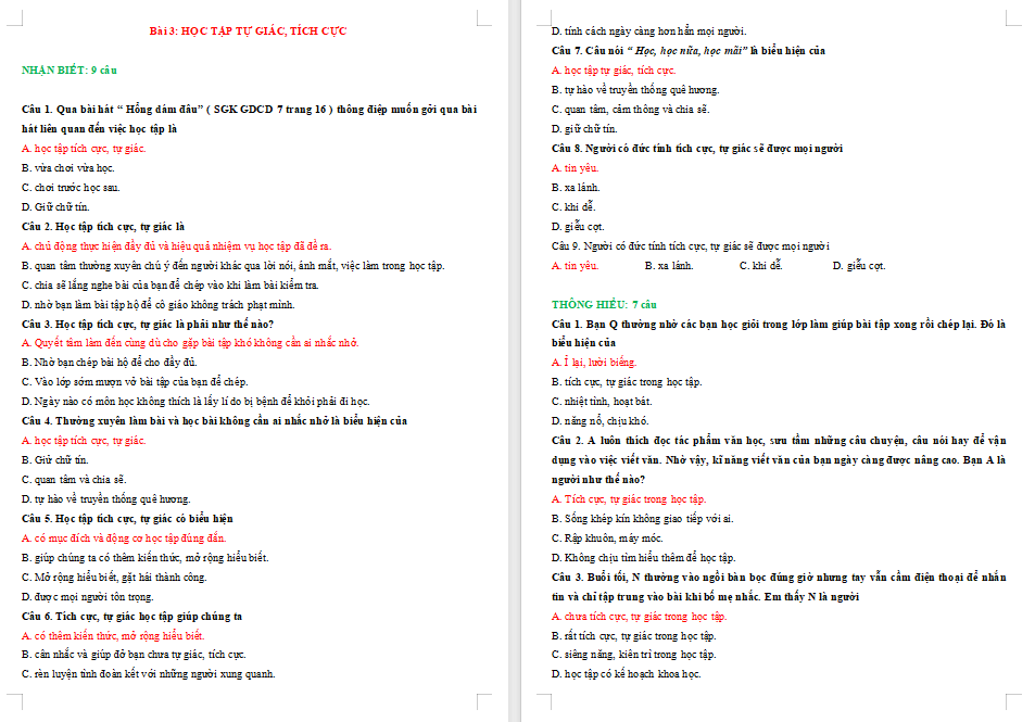 Trò chơi khởi động GDCD 7 Bài 3