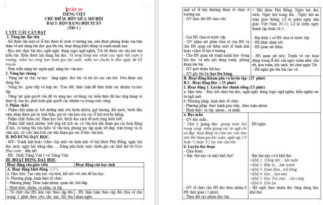 Giáo án Tiếng Việt 3 Bài 3: Rộn ràng hội xuân