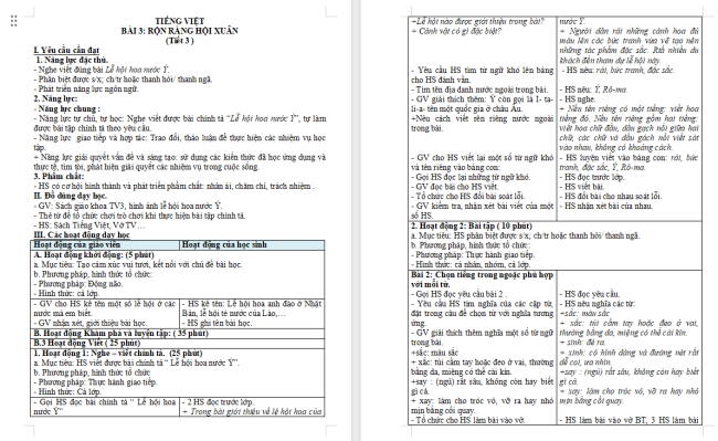 Giáo án Tiếng Việt 3 Bài 3: Nghe - viết Lễ hội hoa nước Ý