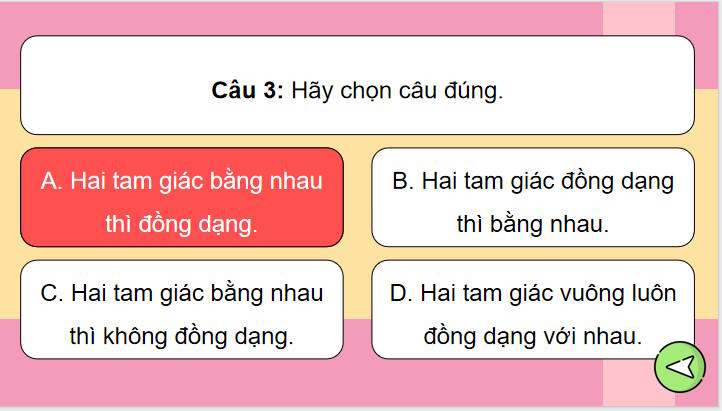 Game khởi động Toán 8 Bài 33