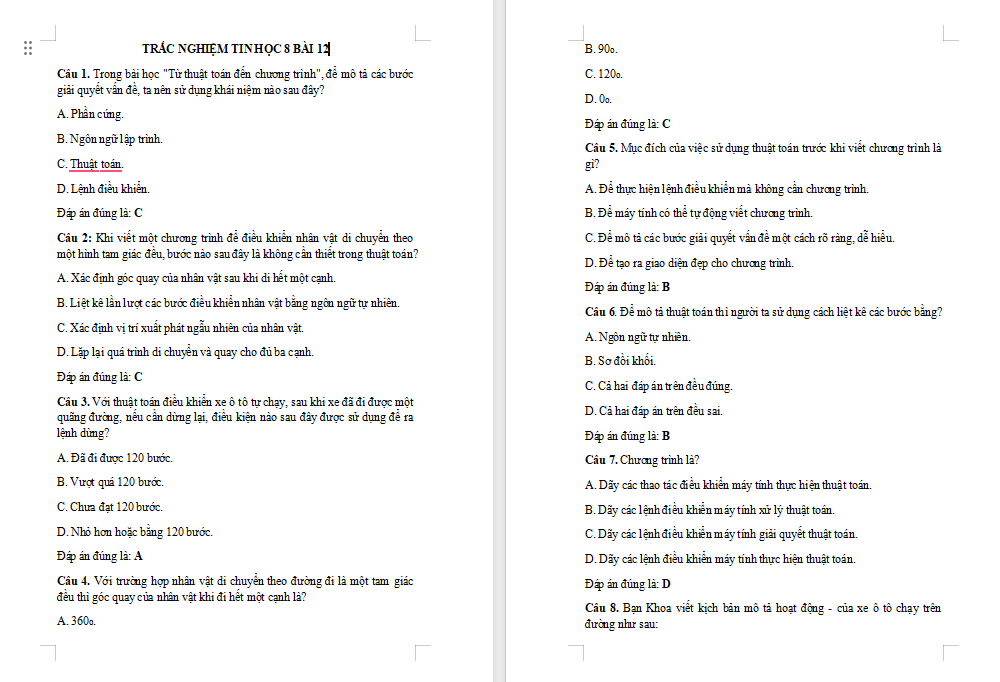 Trò chơi khởi động Tin học 8 Bài 12